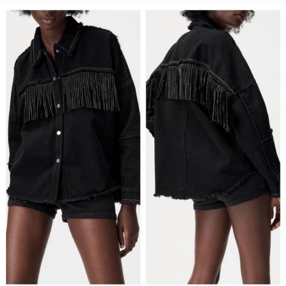Zara Fringe Jean jacket size M - Picture 12 of 13